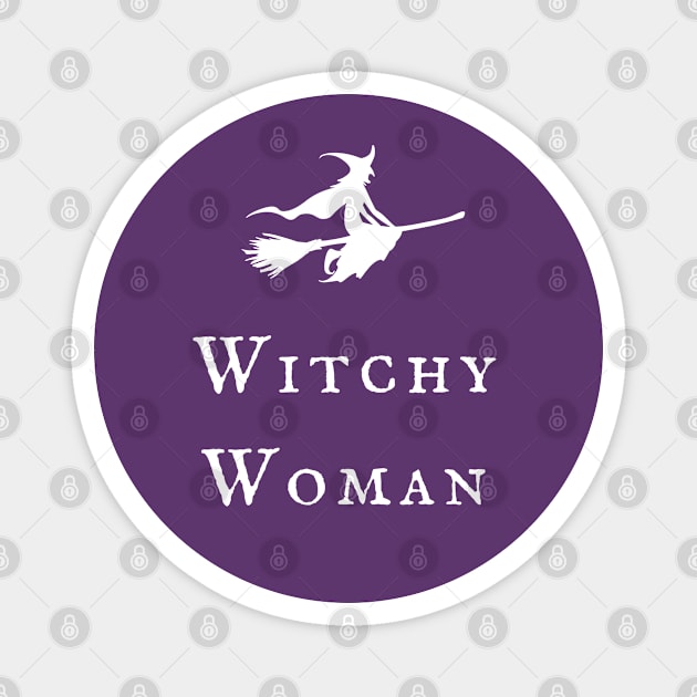 Witchy Woman Female Witch Flying on Broomstick Wiccan Pagan Design Magnet by WiccanGathering